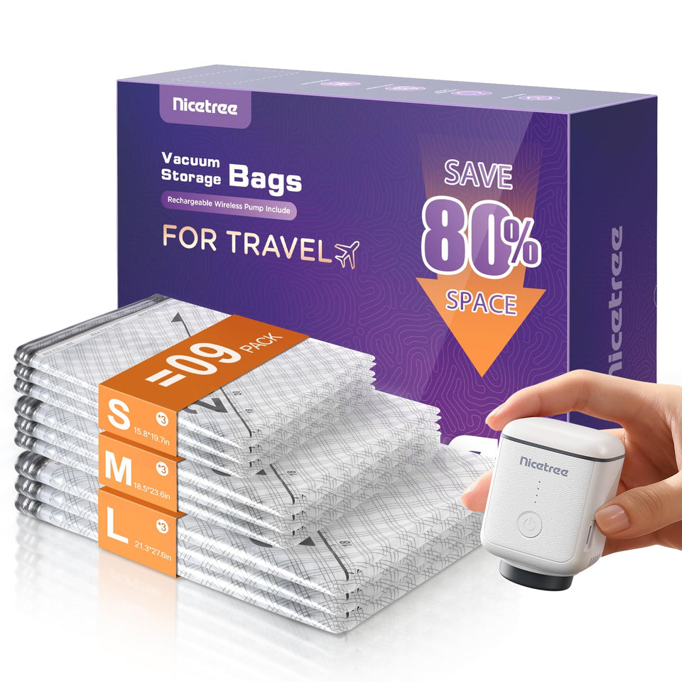 Nicetree rechargeable pump in travel use for quick compression.