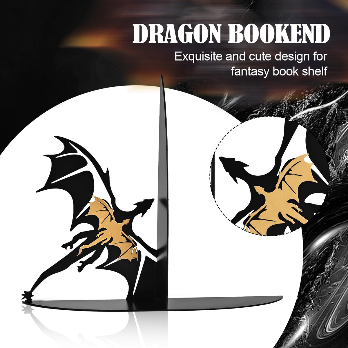 Nichake mantel display dragon bookends adding fantasy charm