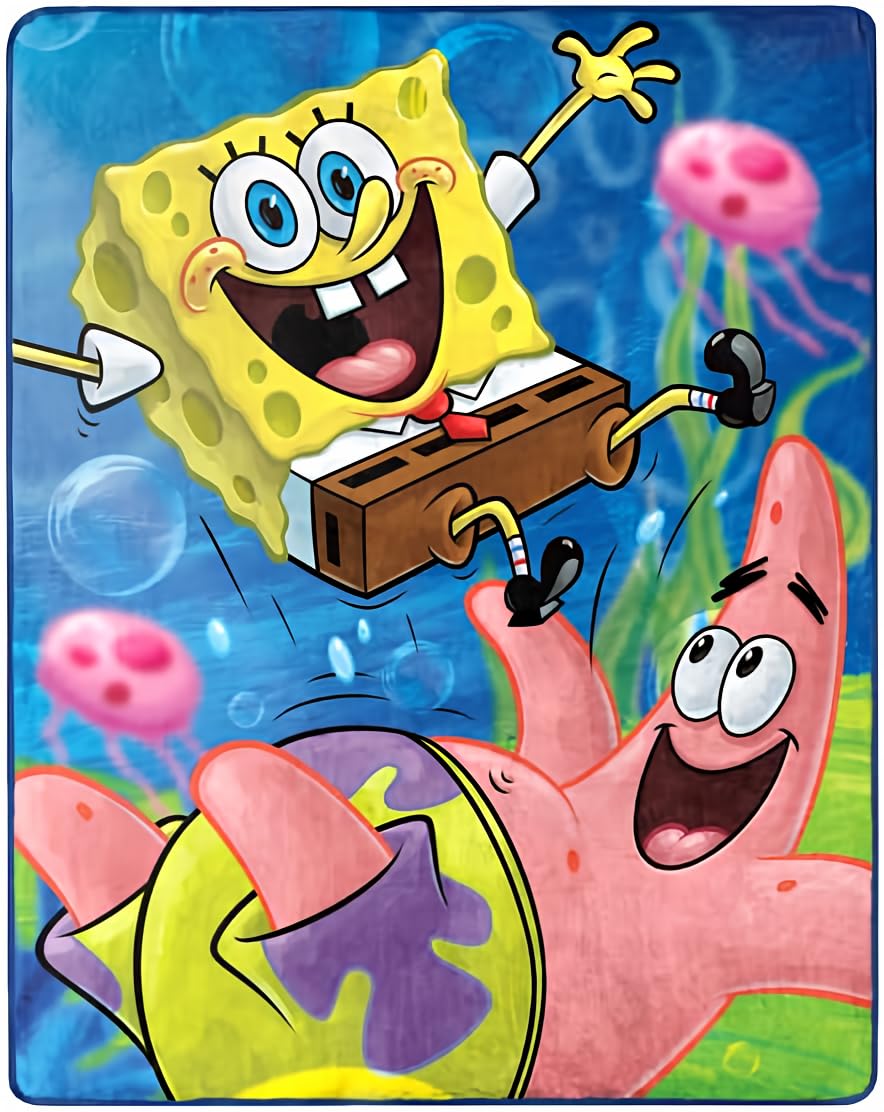 Nickelodeon SpongeBob Silky Soft Throw close-up texture for cozy evenings.