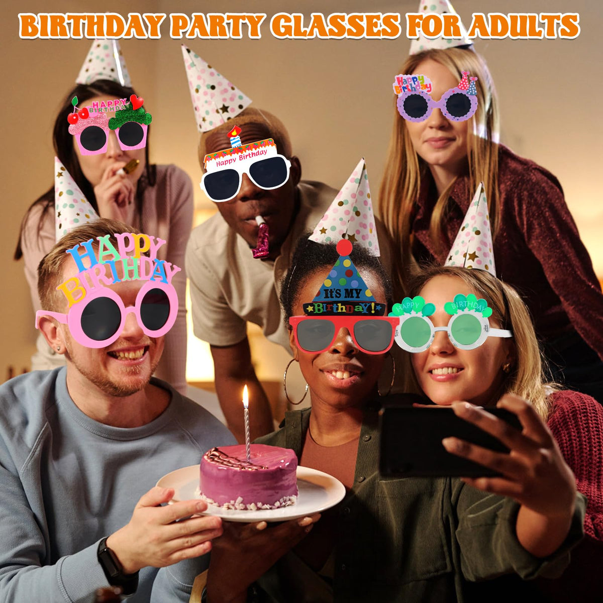 NICOWARM birthday glasses heart cream design playful portrait shots