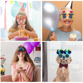 NICOWARM birthday glasses variety-pack captures colorful party vibes