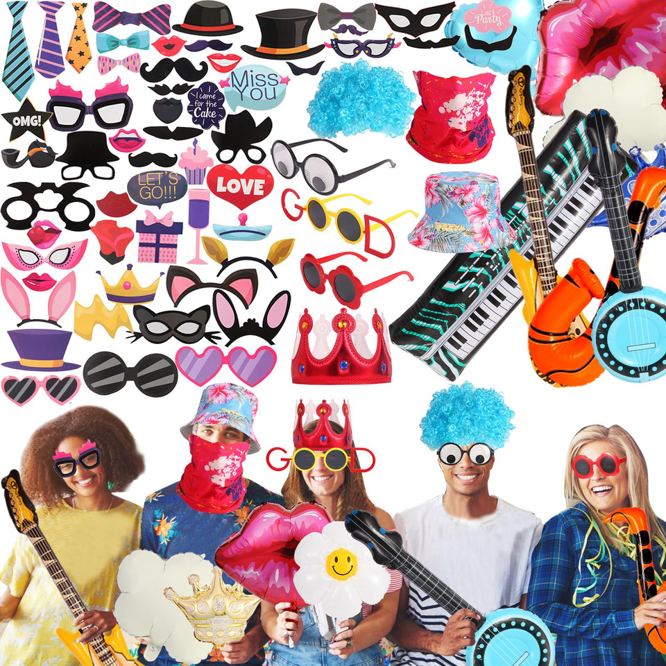 NICOWARM photo booth props set with 76 pieces for lively party photos