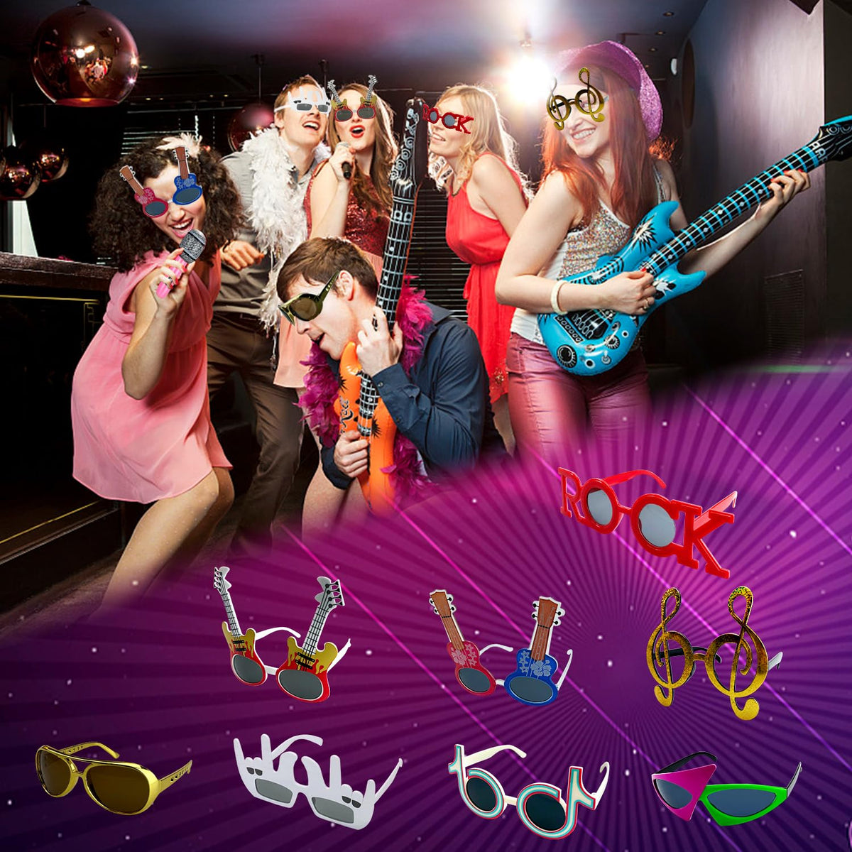 NICOWARM rock set decor enhances 70s–90s party ambiance