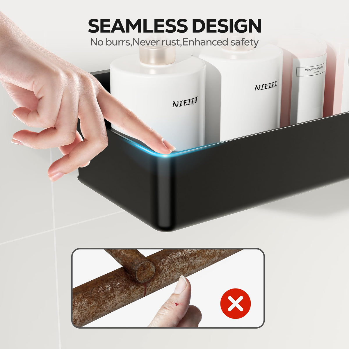 Nieifi 360 safety design with rounded edges protects hands during reach.