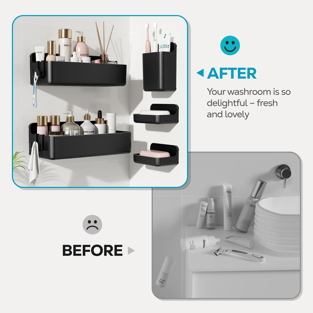 Nieifi rust-free ABS material supports durable bathroom caddy in wet environments.