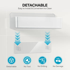 Nieifi adhesive wall shelf – A-Clear 2-piece highlights drainage for clean surfaces.