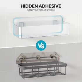 Nieifi adhesive wall shelf – A-Clear 2-piece rust-free moisture-resistant design.