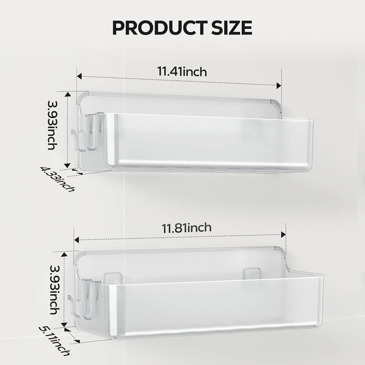 Nieifi adhesive wall shelf – A-Clear 2-piece organizes shampoo and body wash.