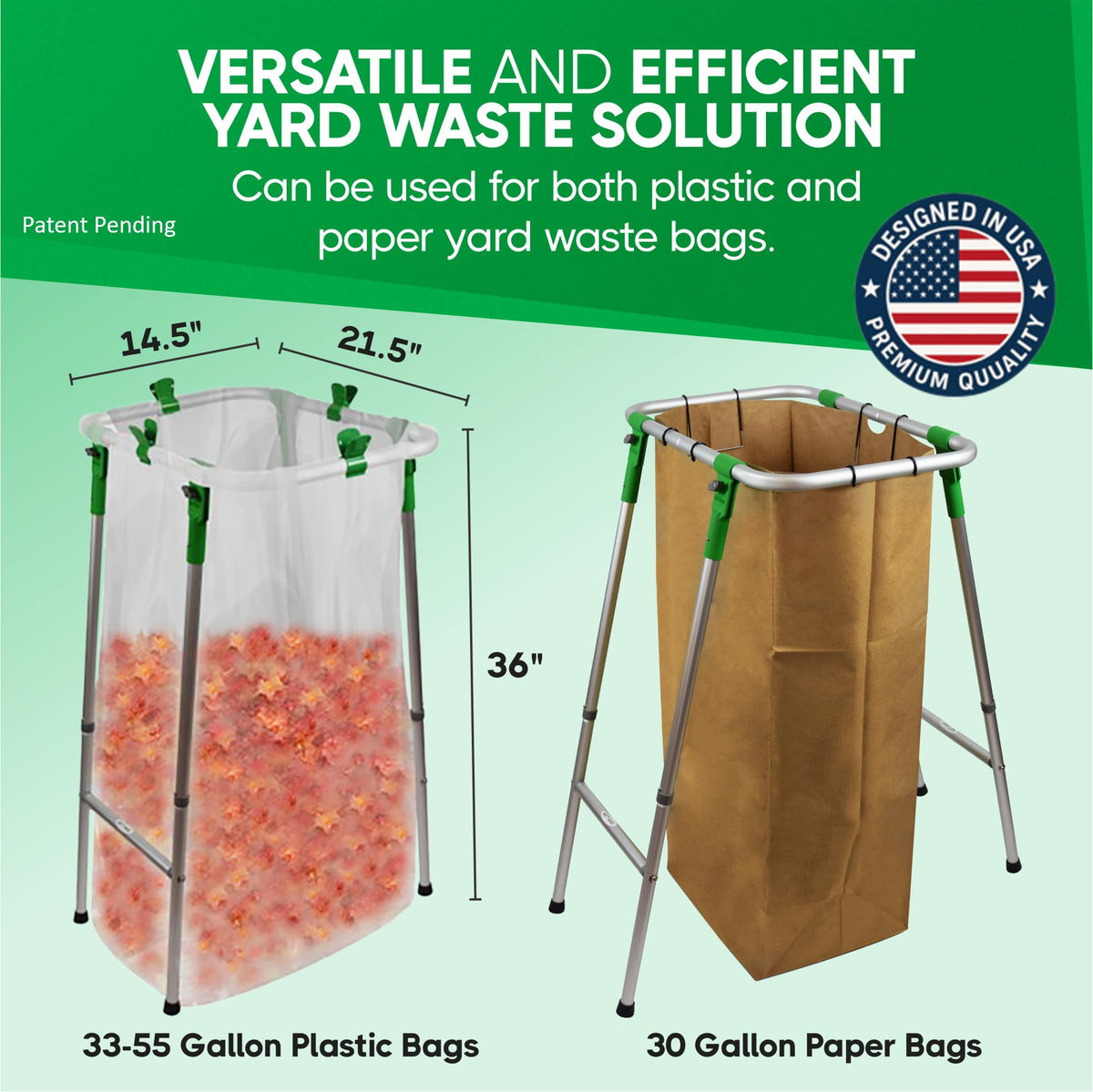 NiftYard foldable trash bag stand shown in compact setup.
