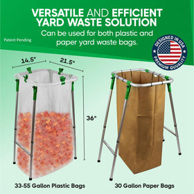 NiftYard foldable trash bag stand shown in compact setup.