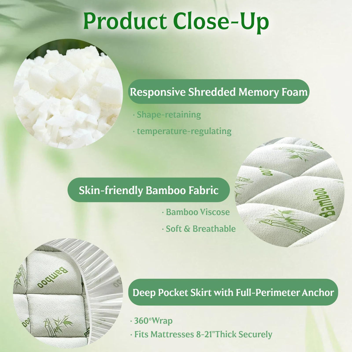 NightHug topper with deep-pocket design fits mattresses up to 21 inches