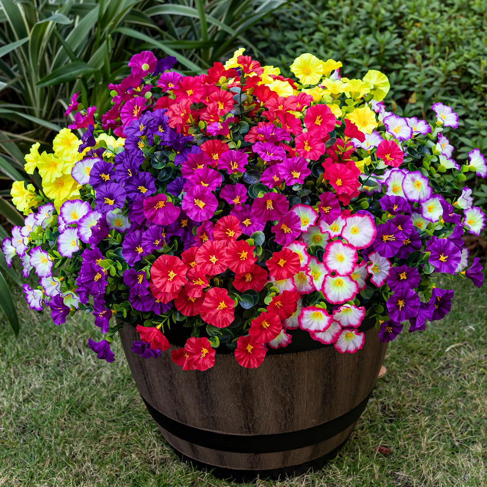 Nigirior Morning Glory artificial flowers for outdoor planters, UV-resistant colors that stay vibrant.