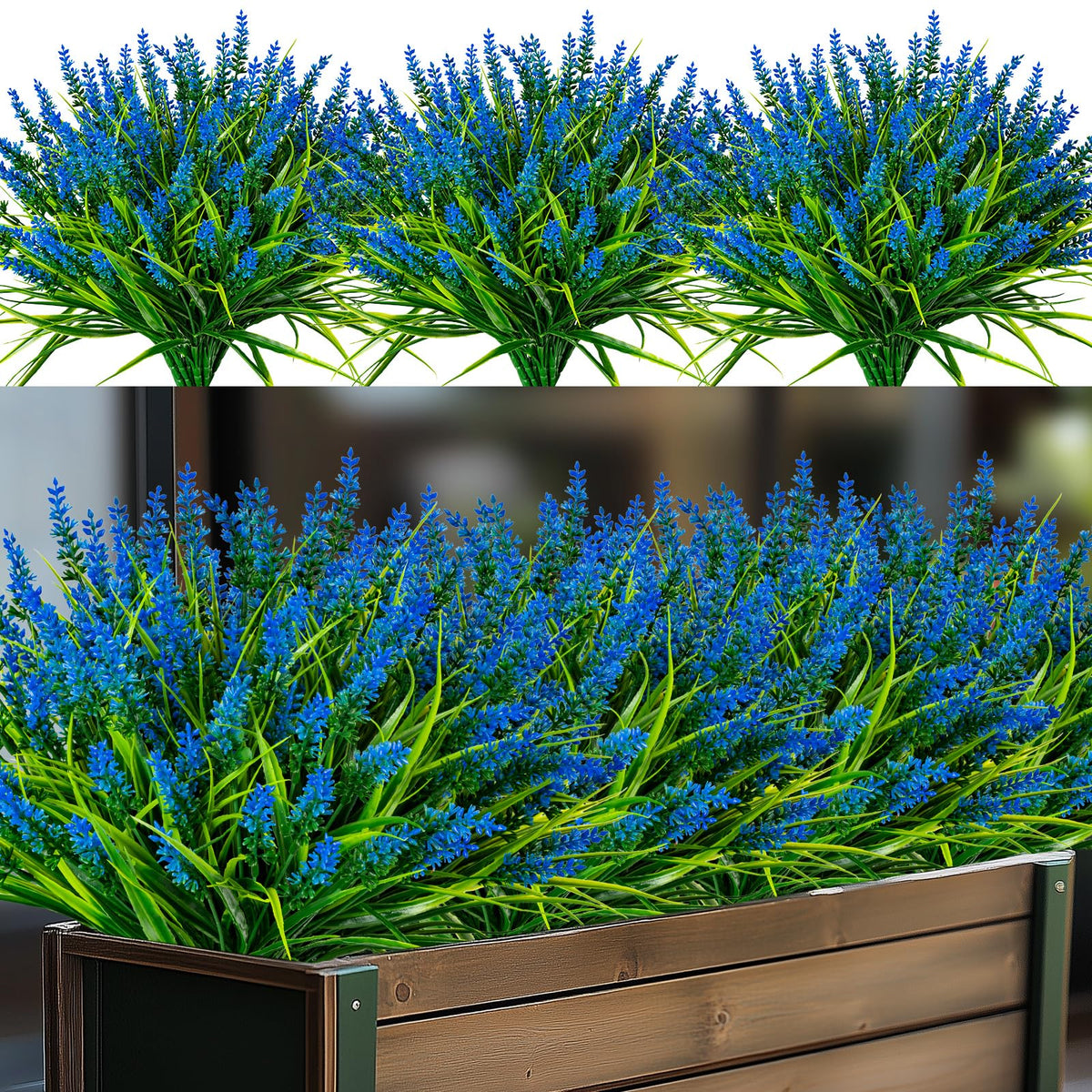 Nigirior outdoor blue lavender artificial flowers bundles for year-round color in your garden.