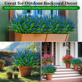 Nigirior UV-Resistant blue artificial plants endure outdoors with vibrant color.