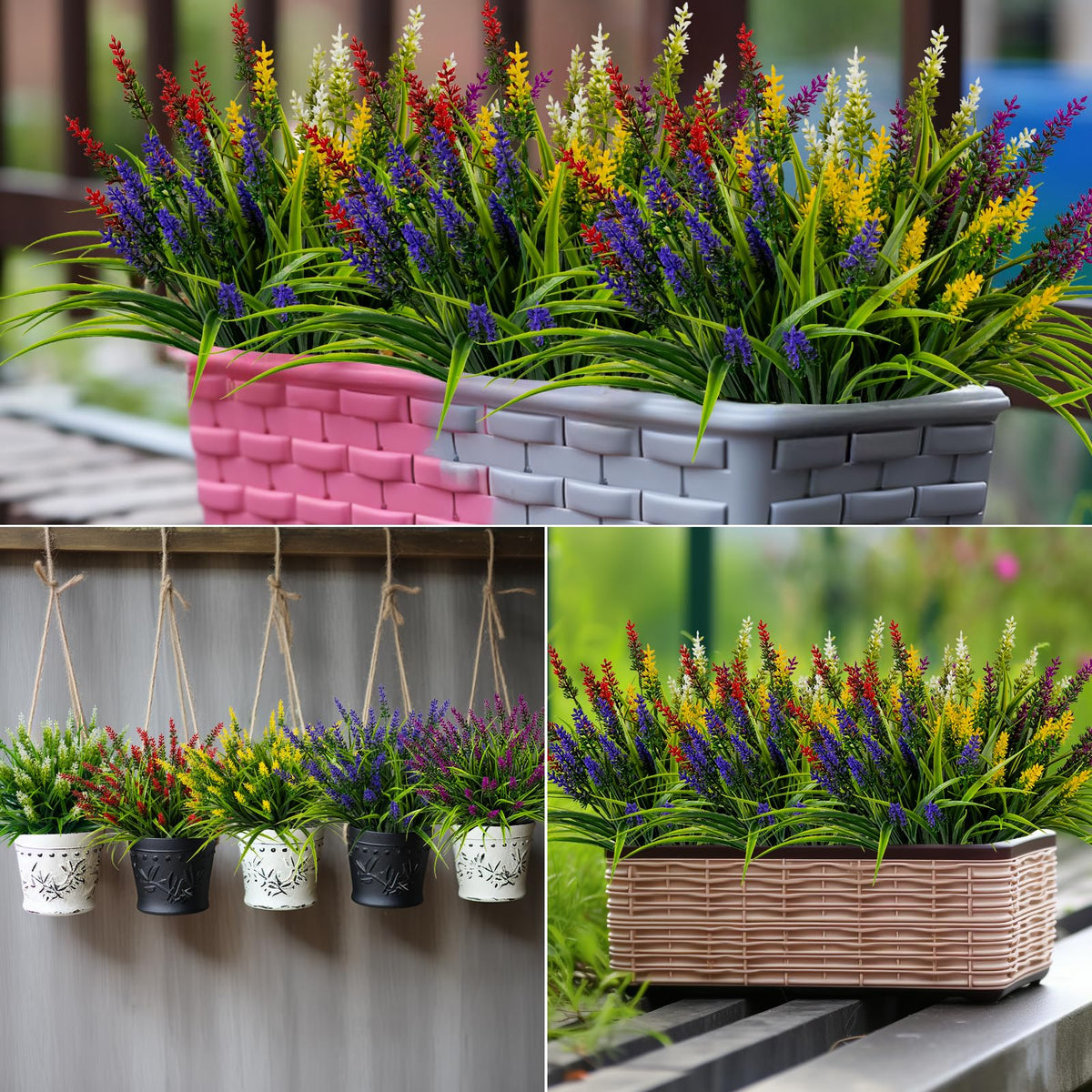 Nigirior outdoor faux lavender and monkey grass for porch decoration.