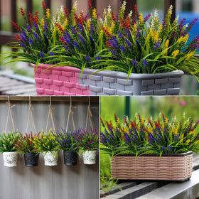 Nigirior outdoor faux lavender and monkey grass for porch decoration.