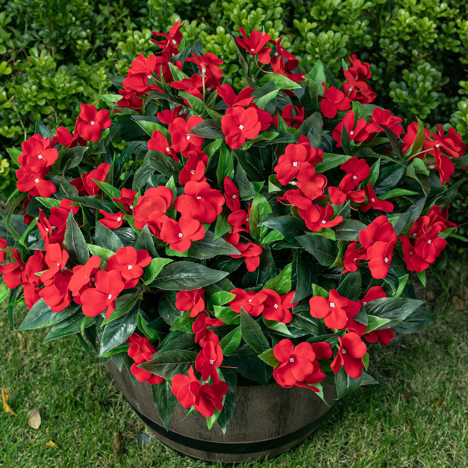 Nigirior Impatiens outdoor decor red bundle for maintenance-free porch color.
