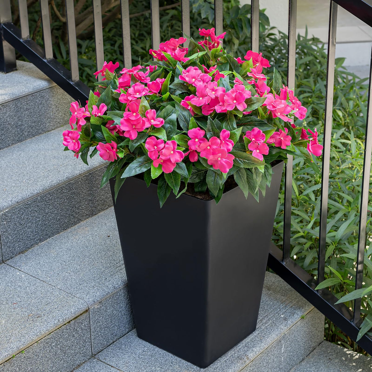 Nigirior Rose Red artificial flowers brighten planters with lifelike blooms.