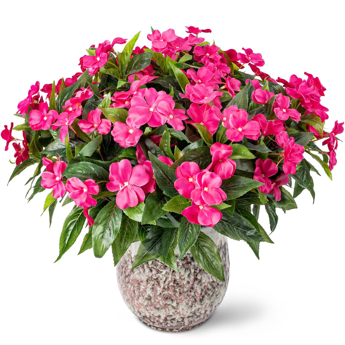 Nigirior UV-resistant impatiens artificial flowers for porch and garden displays.