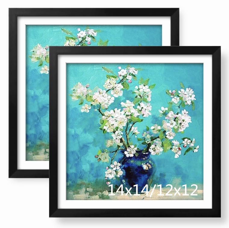 NIHO-JIUMA wood frame front view shows durable pine construction for 14x14 art