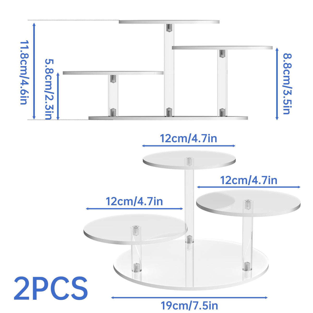Two-pack NiHome stands suitable for cupcakes, perfumes, or plants.