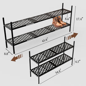 Nijoam 2-tier shelf in black maximizing closet organization.