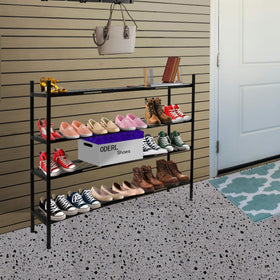 Nijoam adjustable feet stabilize the rack on uneven floors.