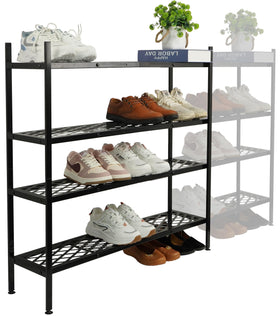 Nijoam four-tier entryway shoe rack keeps sneakers neatly organized.