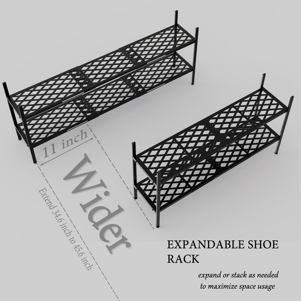 Nijoam heavy-duty metal frame supports shoes securely on each level.