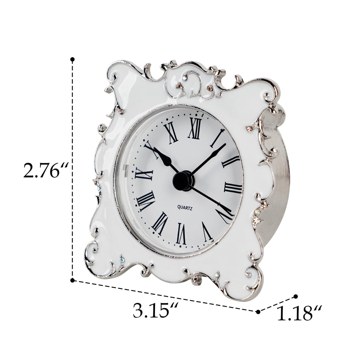 NIKKY HOME pewter table clock compact 3 inch size