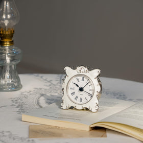 NIKKY HOME pewter table clock white enamel dial