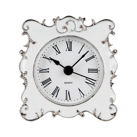 NIKKY HOME pewter vintage table clock front view with crystal border