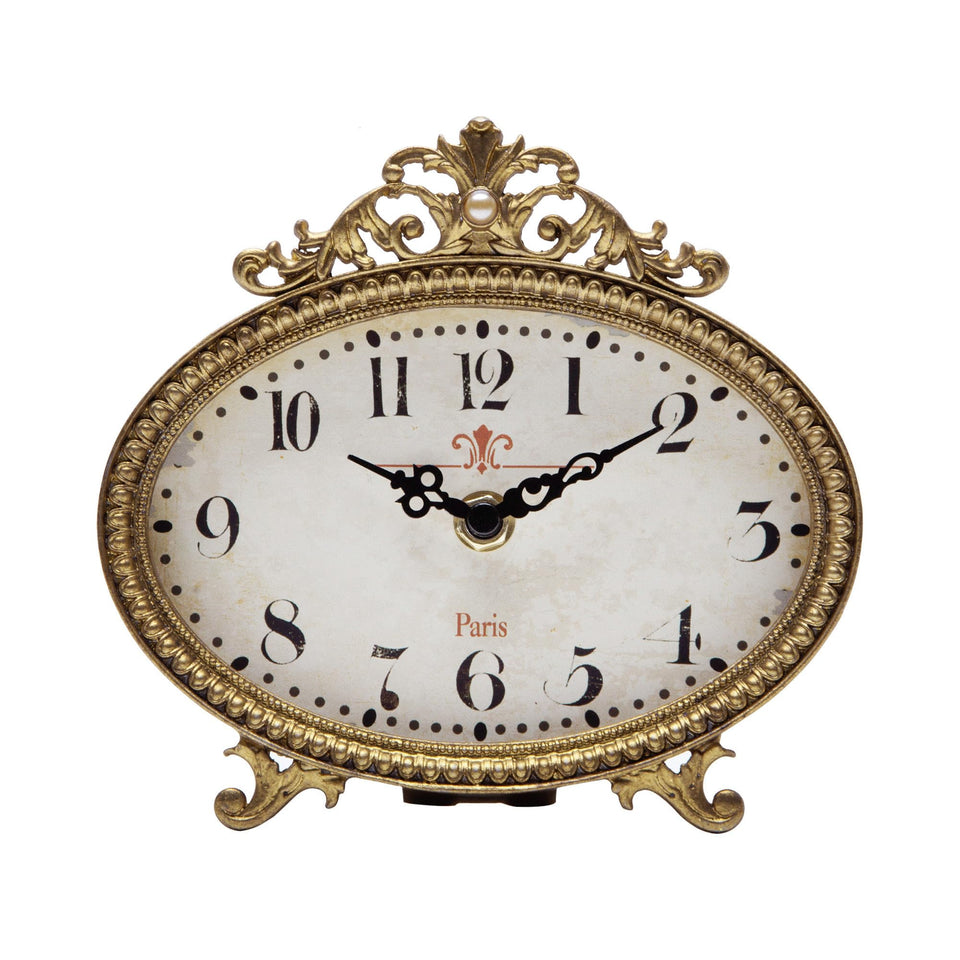 NIKKY HOME vintage clock face detail in rococo gold, ideal for elegant living spaces.