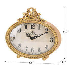 NIKKY HOME vintage tabletop clock gold close-up of the artisanal finish