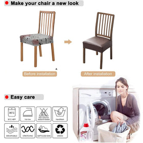 NILUOH washable slipcover shown with dining setup for quick refresh.