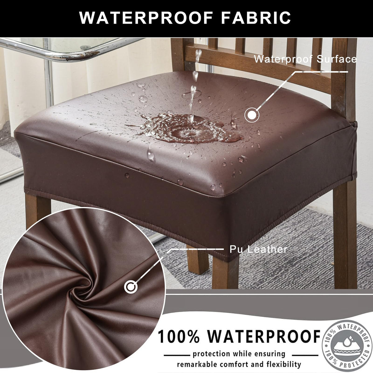 NILUOH waterproof chair cover demonstrates spill protection during family meals.