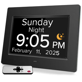 Nimukol digital alarm clock front view with large, easy-to-read display for seniors.