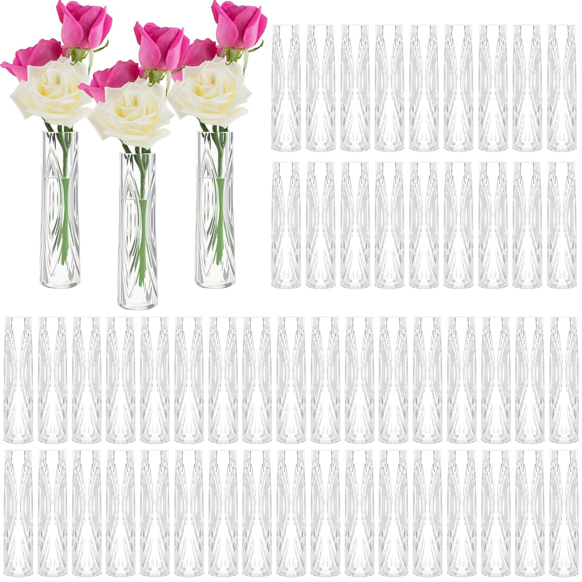 Ninehaoou 50-piece clear plastic bud vases ideal for wedding centerpieces