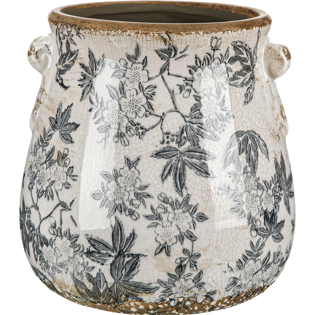 Ninehaoou ceramic scroll planter with gray scroll pattern for elegant indoor decor.