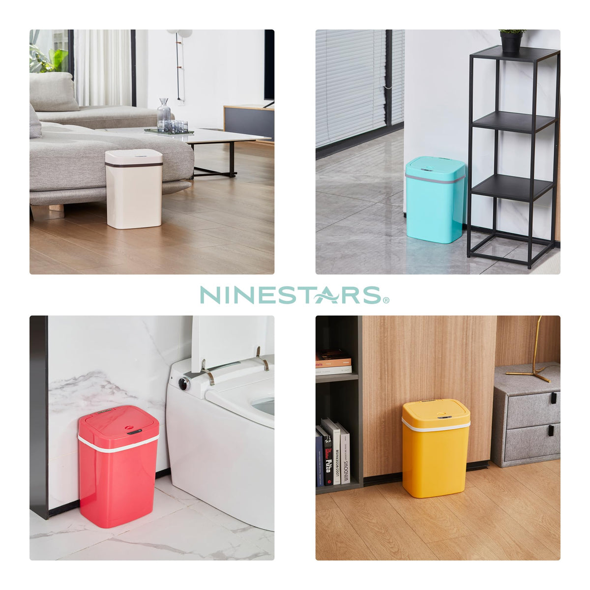 Ninestars durable pink ABS plastic trash can for everyday reliability