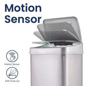 Ninestars rectangular stainless-steel bin with a slim, space-saving profile for kitchens.