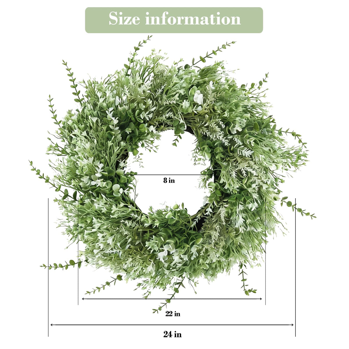 NIOPELO eucalyptus wreath closeup leaves showing texture and realistic greenery
