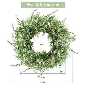 NIOPELO eucalyptus wreath closeup leaves showing texture and realistic greenery