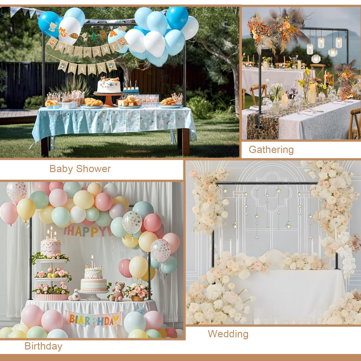 Nisoger balloon arch decoration ideas showcased for weddings and parties.