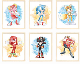 Nistio hedgehog kids wall art prints set of six, 8x10, ready to frame