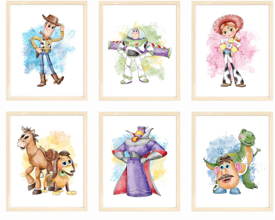 Nistio Toy Story watercolor print of Woody the Sheriff for a playful kids’ wall decor.