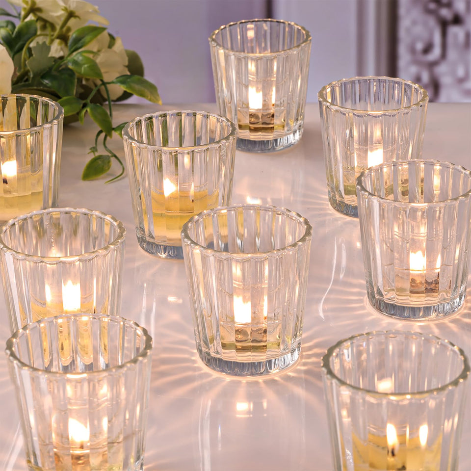 NITIME vintage ribbed votive holder creates warm shadows for wedding centerpieces