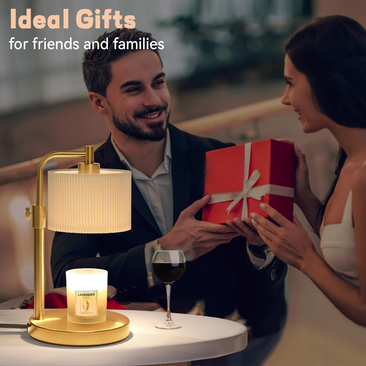 NITOWOLF Candle Warmer Lamp fabric shade softens light for cozy ambience