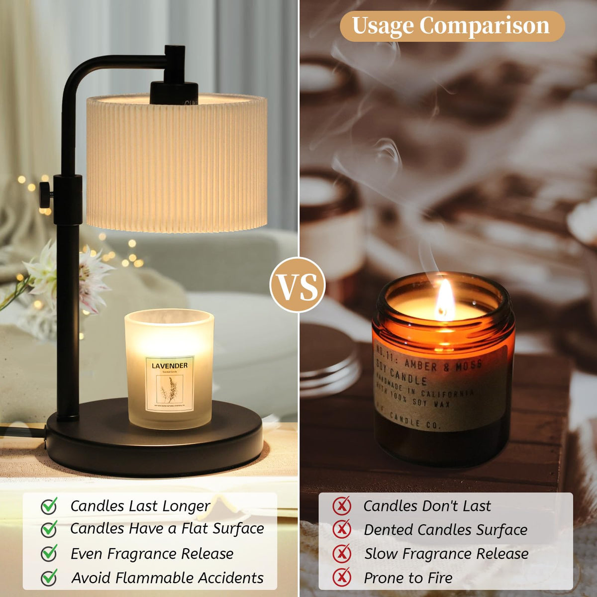 Fabric shade diffuses light for a soft, cozy glow.