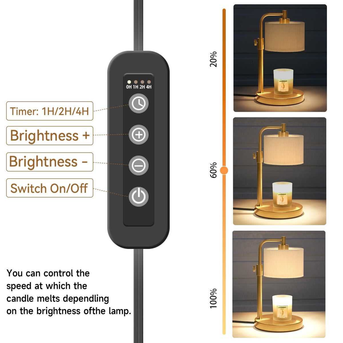 NITOWOLF Candle Warmer Lamp height-adjustable design fits multiple candle sizes